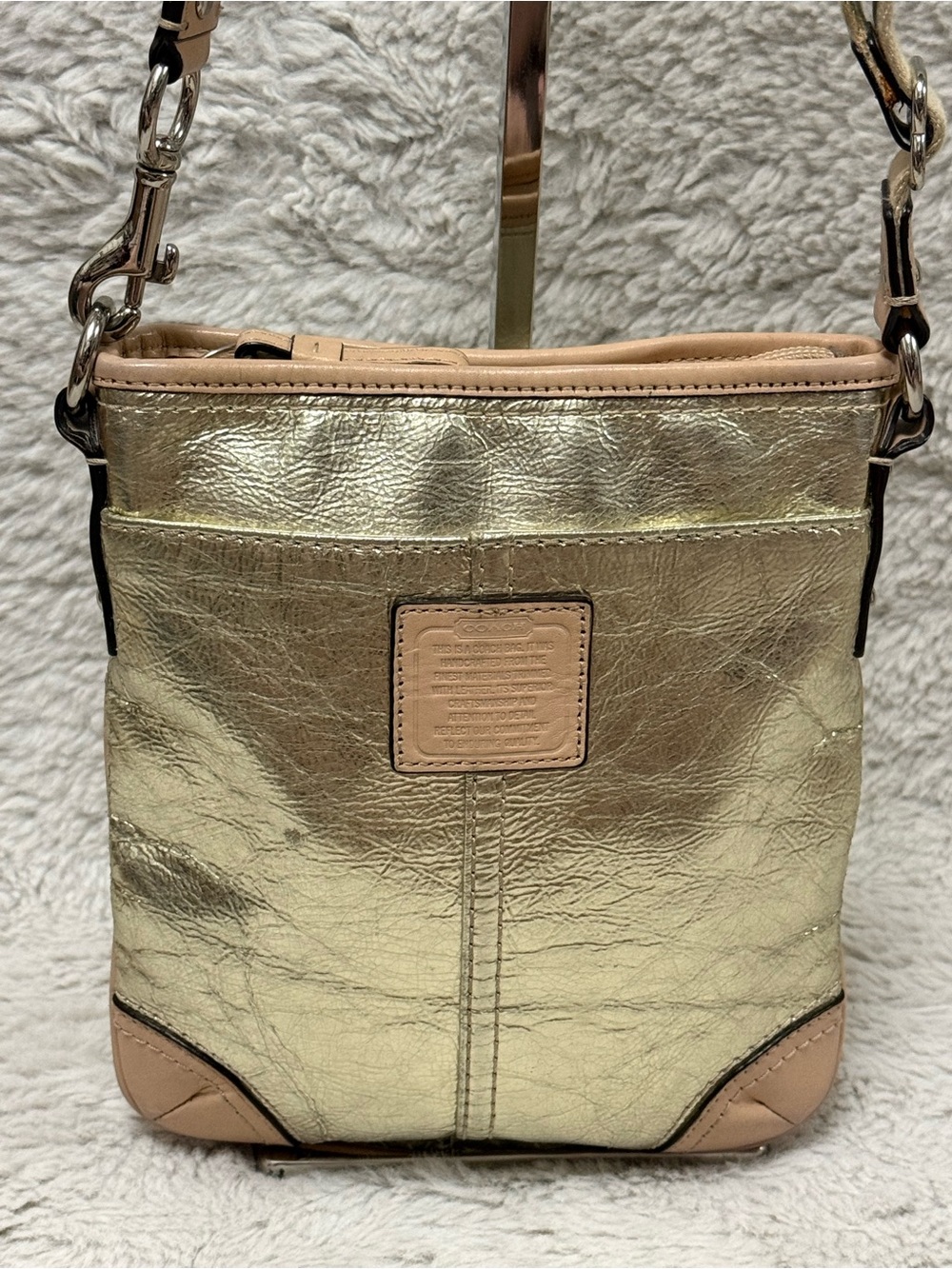 Coach Metallic Gold Crossbody with Nude Trim